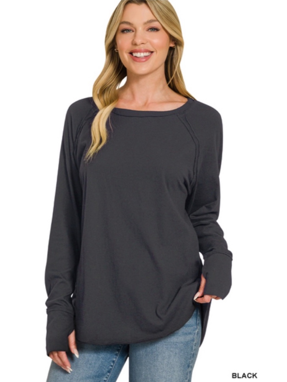 330 ❤️ sand beige COTTON RAGLAN SLEEVE
THUMBHOLE TOP